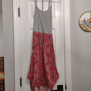 Gray and Pink High Low medium Dress